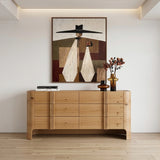 Newhart - Modern Beige Fabric + Natural Oak 4-Piece Bedroom Set