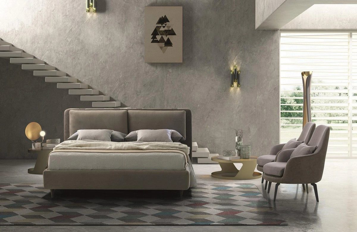 J&M Furniture Cortina Queen Platform Bed in Taupe