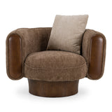 Kiran - Modern Brown + Beige Swivel Accent Chair