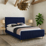 Zara Navy Velvet King Bed (3 Boxes)