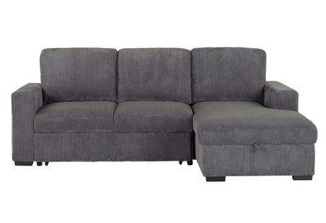 U2660 Grey L Sofa Bed Sectional Without Pullout