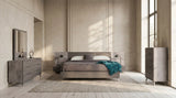 Bronx Italian Modern Faux Concrete & Grey Bed + 2 Nightstands Set