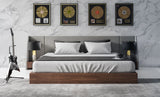 Janice - Modern Grey Fabric and Walnut Bed and Nightstands