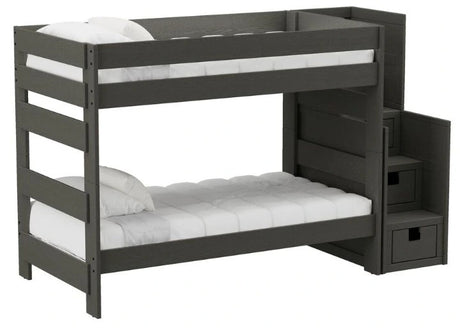 Elements International Cali Kids Twin over Twin Bunk Bed with Staircase in Sleek Gray image