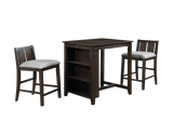 HESTON 36" STORAGE COUNTER TABLE SET W/2 CHAIRS-CHERRY