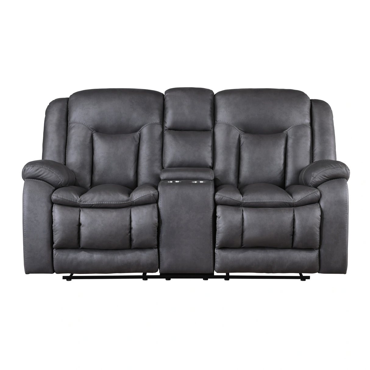 Morello Console Loveseat W/ Dual Recliners-Gray