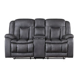 Morello Console Loveseat W/ Dual Recliners-Gray