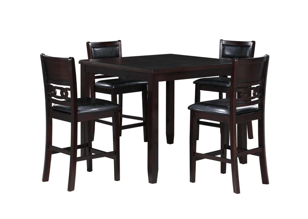 GIA 5PC 42" SQUARE COUNTER TABLE & 4 CHAIRS-EBONY
