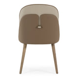 Pangea - Mid-Century Modern Cream & Taupe Vegan Leather + Buckwheat Ash Dining Chair (Set of 2)