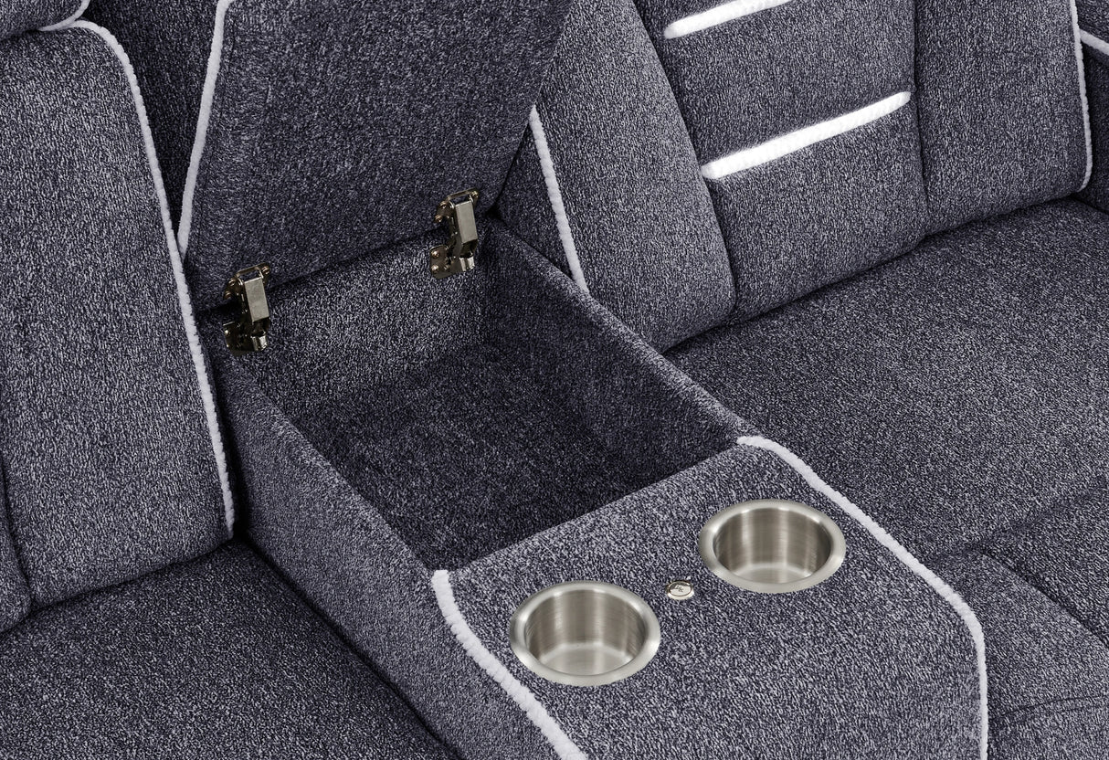 U1895 Grey P2 Console Reclining Loveseat with IS and LED