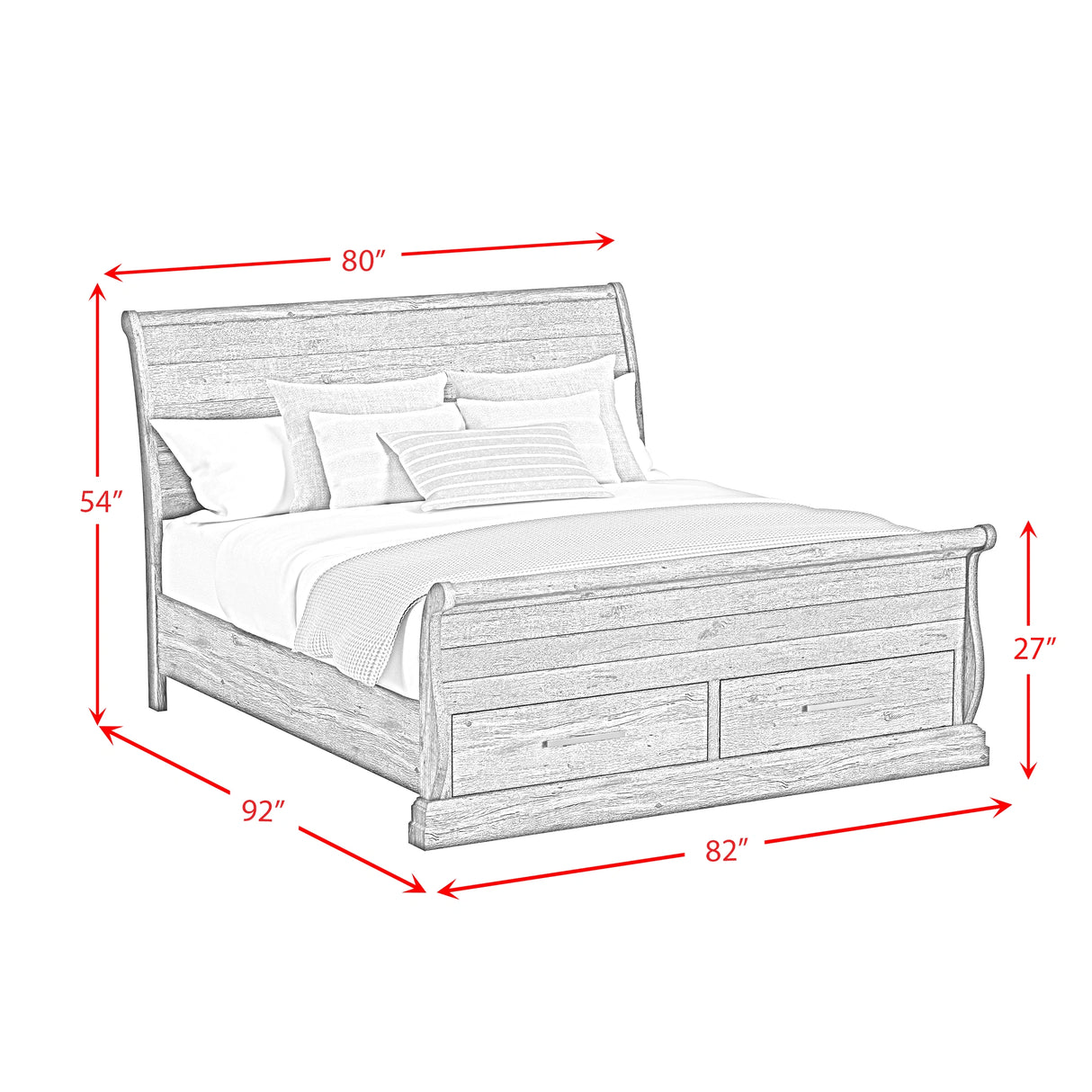 Park Ridge Sleigh Storage Bedroom Set in Charcoal
