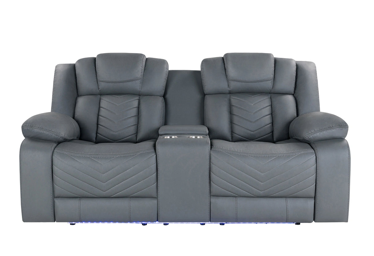 U7068 Grey 10 Power Console Reclining Loveseat with LED
