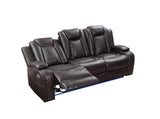 JOSHUA LEATHER SOFA W/DUAL RECLINER-DK BROWN