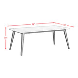 Marlene Dining Table with White Faux Marble Top in Black