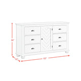 Kona 6-Drawer Dresser in White
