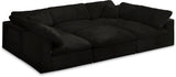 Cozy Black Velvet Cloud Modular Sectional
