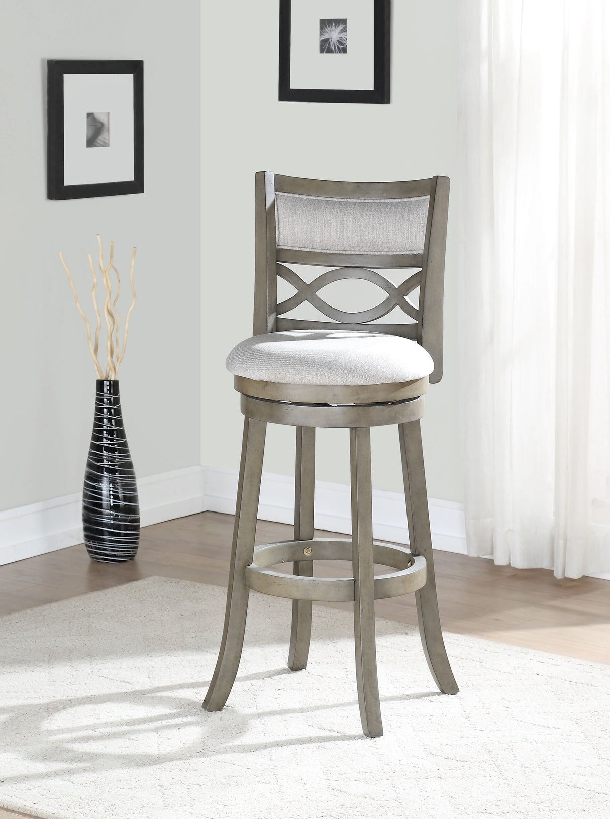 MANCHESTER 29" BAR STOOL-ANT GRAY W/FABRIC SEAT