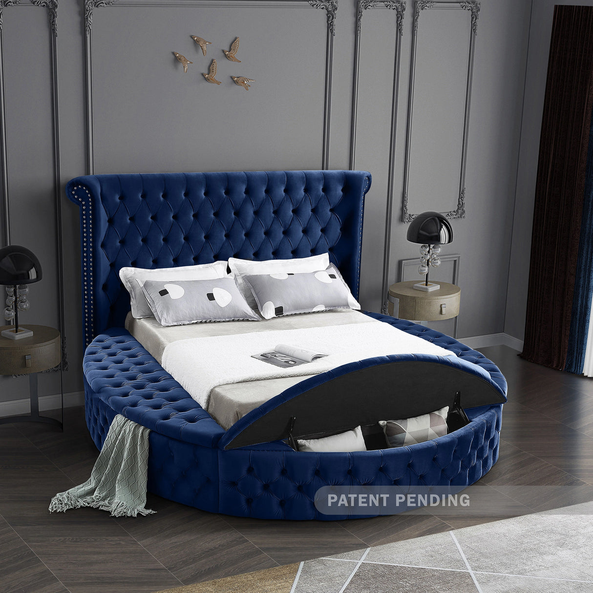 Luxus Navy Velvet Full Bed (3 Boxes)