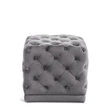Stella Grey Velvet Ottoman/Stool