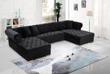Presley Black Velvet 3pc. Sectional