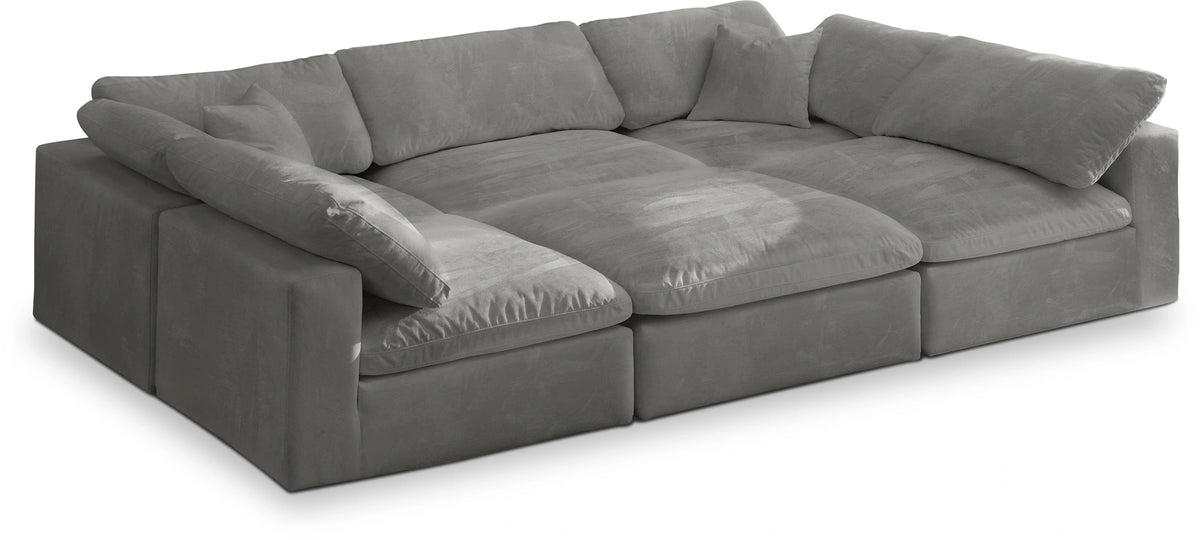 Cozy Grey Velvet Cloud Modular Sectional