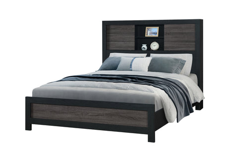 Lisbon Grey/Black Bookcase Bed Group