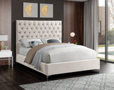 Cruz Cream Velvet Queen Bed