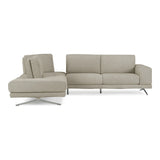 Mood - Italian Light Grey Leather Left Facing Sectional Sofa