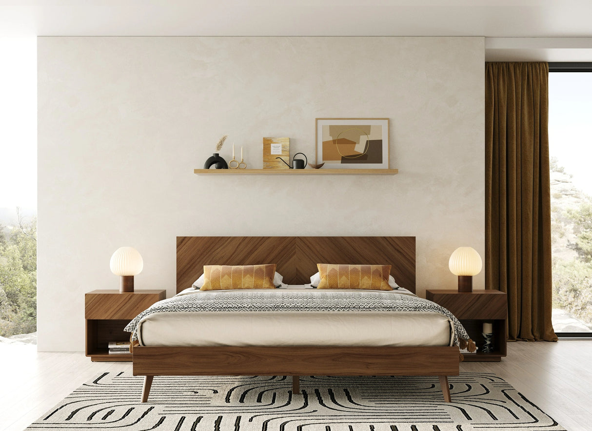 Kamela -Modern Walnut Bed