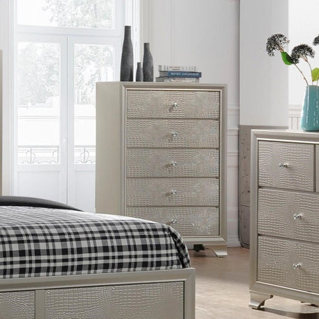 Crown Mark Lyssa 5 Drawer Chest in Embossed Crocodile Pattern image