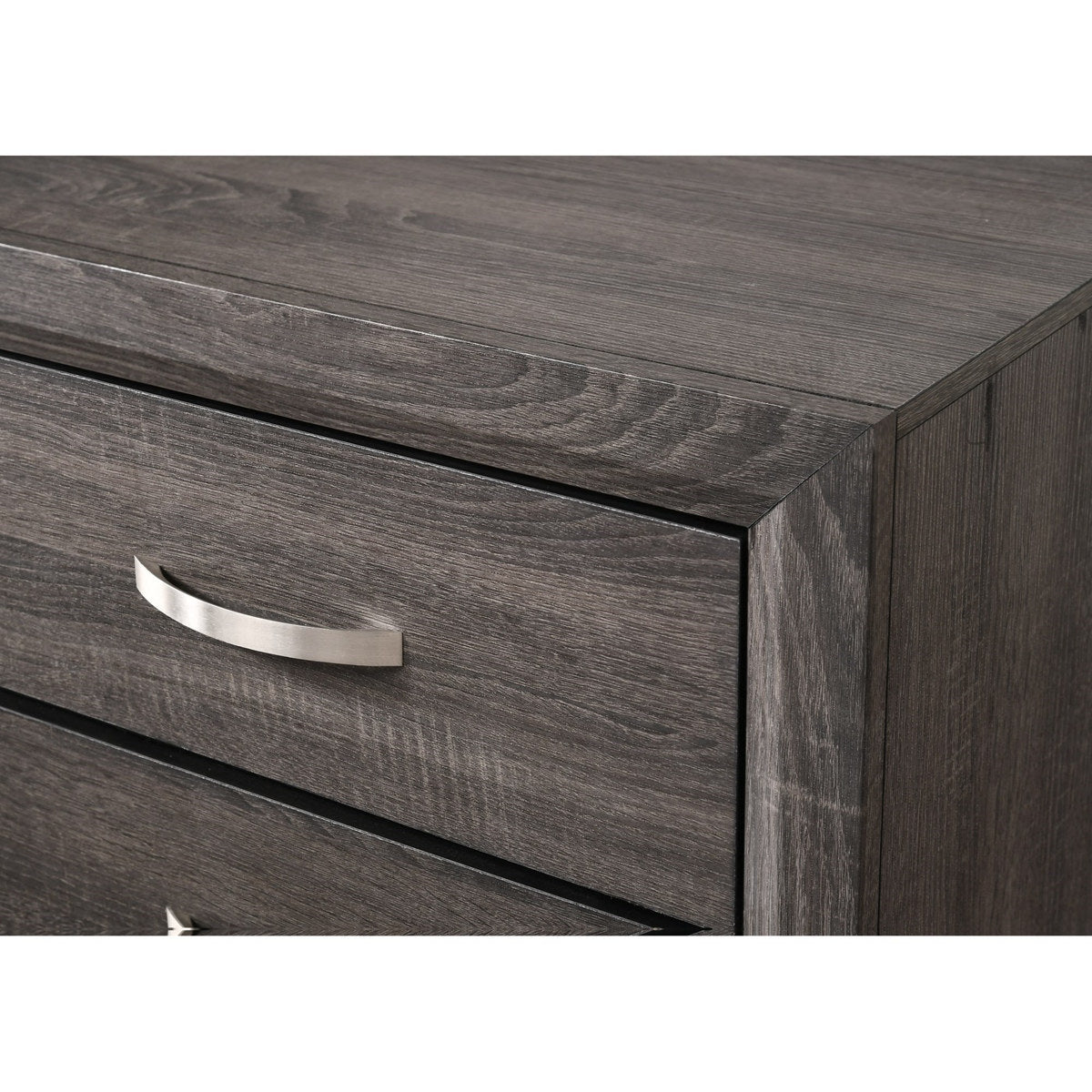 Crown Mark Akerson 2 Drawer Nightstand in Grey