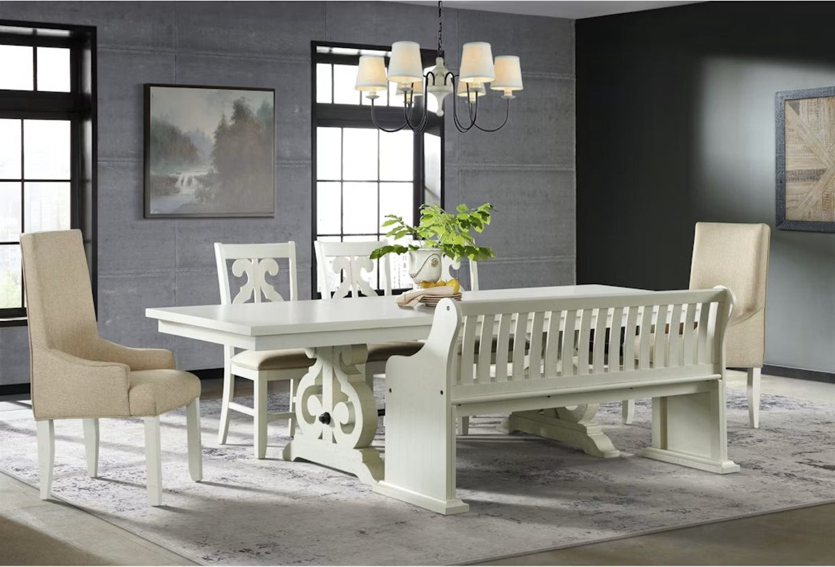 Elements International Stone Dining Table in White DST700DTC