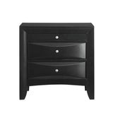 Elements International Emily 3 Drawer Nightstand in Black