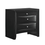 Elements International Emily 3 Drawer Nightstand in Black image