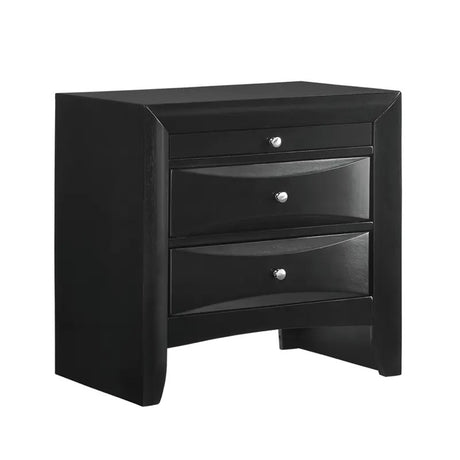 Elements International Emily 3 Drawer Nightstand in Black image
