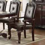 Crown Mark Kiera Dining Arm Chair in Warm Brown (Set of 2)