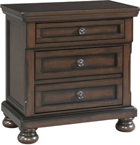 Elements International Kingston 3 Drawers Nightstand w/ Power in Walnut image