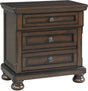 Elements International Kingston 3 Drawers Nightstand w/ Power in Walnut image