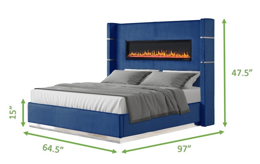 Galaxy Home Lizelle Queen Bed in with Ambient Lighting in Blue