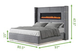 Galaxy Home Lizelle King Bed in with Ambient Lighting in Gray