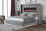 Galaxy Home Lizelle King Bed in with Ambient Lighting in Gray