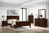 Elements International Louis Philippe King Panel Bed in Cherry