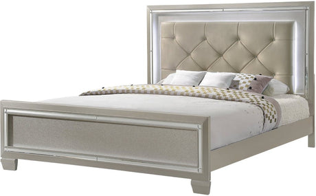 Elements International Platinum Queen Platform Bed in Golden Champagne image