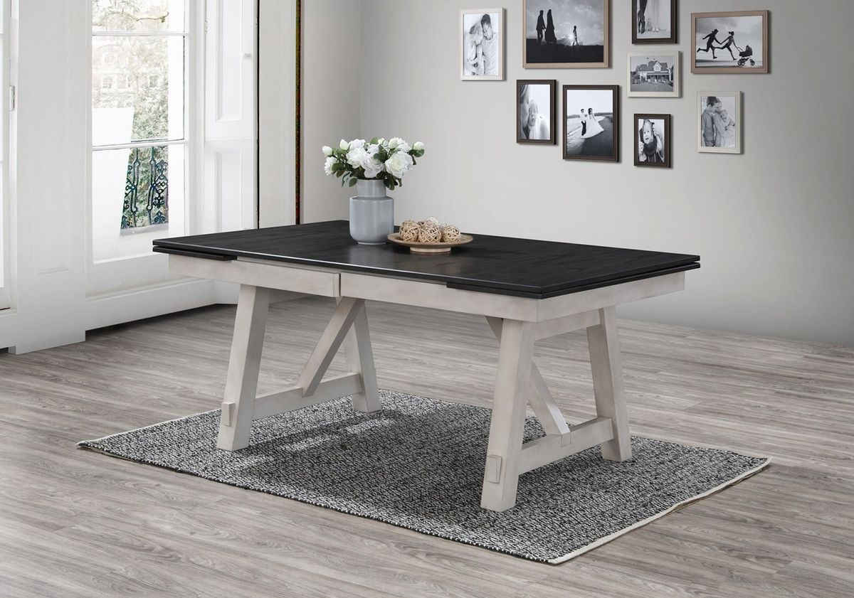 Crown Mark Maribelle Rectangular Dining Table in Chalk/Grey