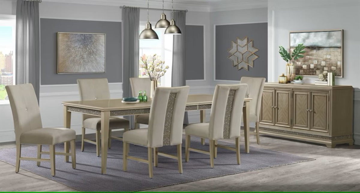 Elements International Maxwell Dining Table in Champange