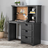 Elements International Vista Computer Desk with Hutch in Grey