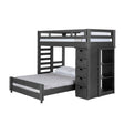 Elements International Vista Twin over Full Basic Loft Bed with Bookcase in Grey image
