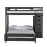 Elements International Vista Twin over Full Basic Loft Bed with Bookcase in Grey