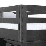 Elements International Vista Twin over Full Basic Loft Bed with Bookcase in Grey