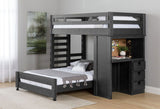 Elements International Vista Twin over Full Basic Loft Bed with Desk in Grey
